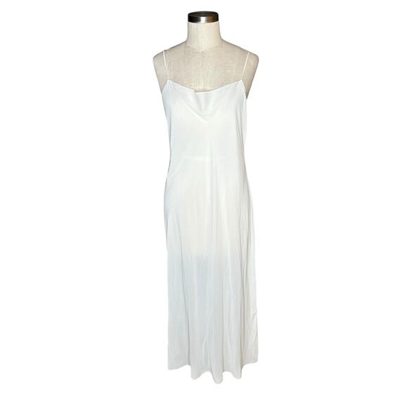 VERA WANG White Chiffon Slip Tank Dress Neglige Women's Size Large Bridal Y2k - Picture 1 of 6